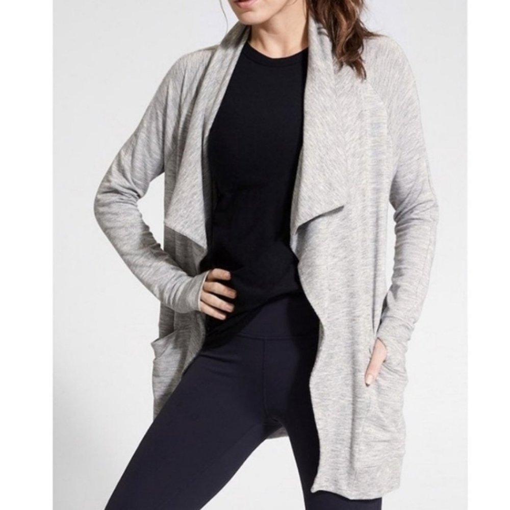 Athleta Open Front Magnetic Studio Wrap Cardigan